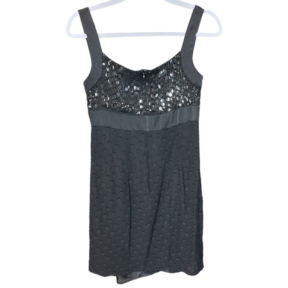 Nanette Lepore Vintage Y2K 90s 2000s SILK Black Sequins Mini Dress Sheer Overlay - Picture 2 of 10
